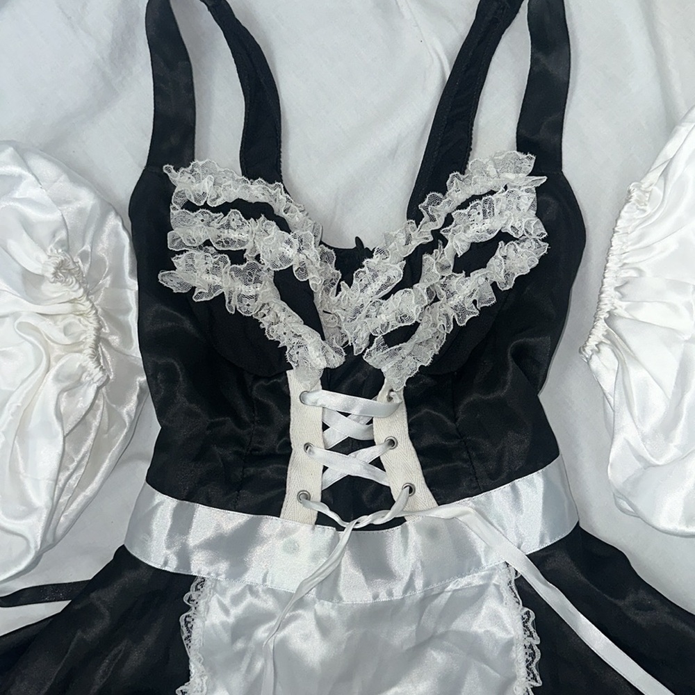 chinese dress ladies Fern Custom Fit Lacy Satin French Maid Adult Little Girl Sissy Dress b   Leanne's Pretty Dresses